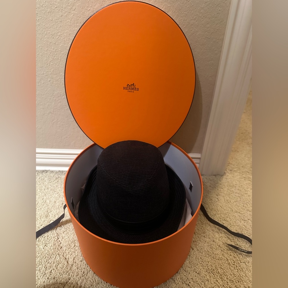 Hermes Charcoal Wool & Deerskin Leather Trilby